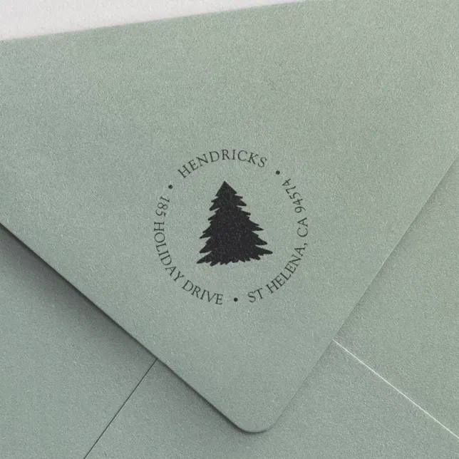 Classic Winter Pine Tree Return Address Self-inking Stamp | Zazzle