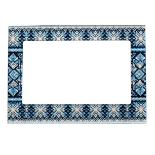 Classic winter snow fair isle/colorwork magnetic frame