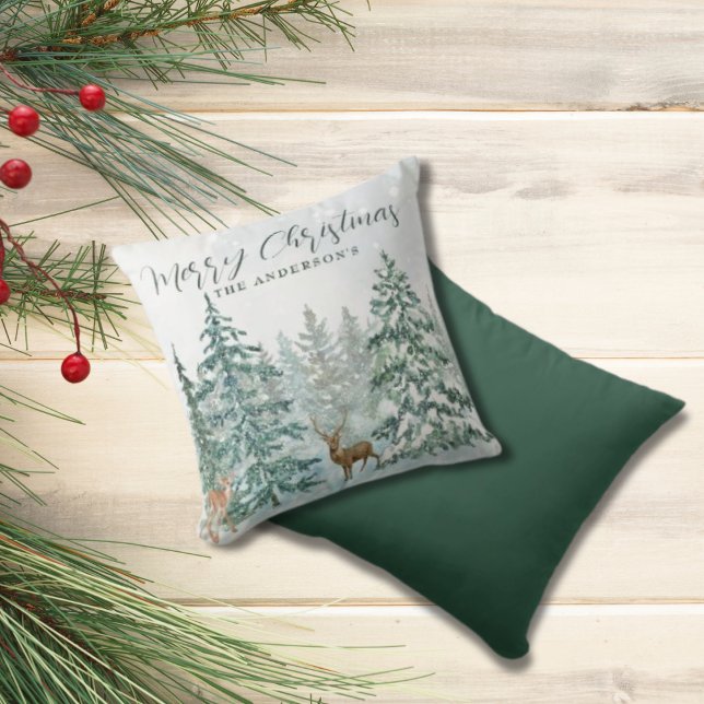 Classic Winter Wonderland Merry Christmas  Throw Pillow (Creator Uploaded)