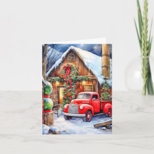 Classic Wintertime Farmhouse Merry Christmas Holiday Card