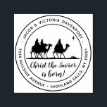 Classic Wise Men Nativity Christmas Return Address Self-inking Stamp<br><div class="desc">This self-inking, return address stamp features a simple drawing of the wise men following the Star of Bethlehem with the words "Christ the Savior is Born!" written in a classic brushed calligraphy script. Add a special touch to your envelopes for event invitations, holiday cards, and personal correspondence. The ink cartridge...</div>