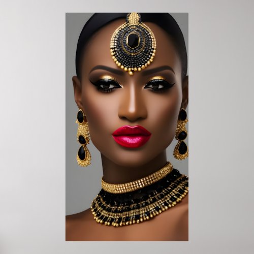 Classic women Fashion African gold Black jewellery Poster