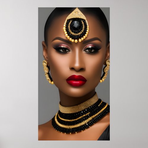 Classic women Fashion African gold Black jewels Poster