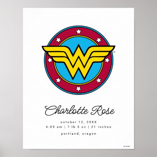 Classic Wonder Woman  New Baby Birth Stats Poster