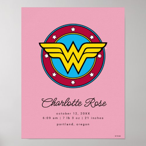 Classic Wonder Woman  New Baby Birth Stats Poster