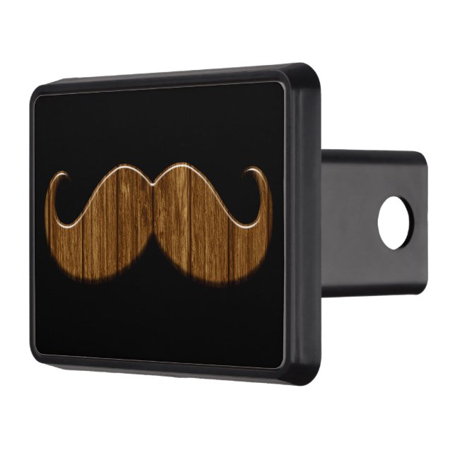 Classic Wood Grain Mustache on Hitch Print Tow Hitch Cover (Left)