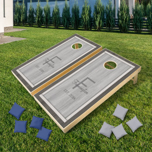 Classic Wood Hue Square Aged Teak and Cedar Cornhole Set