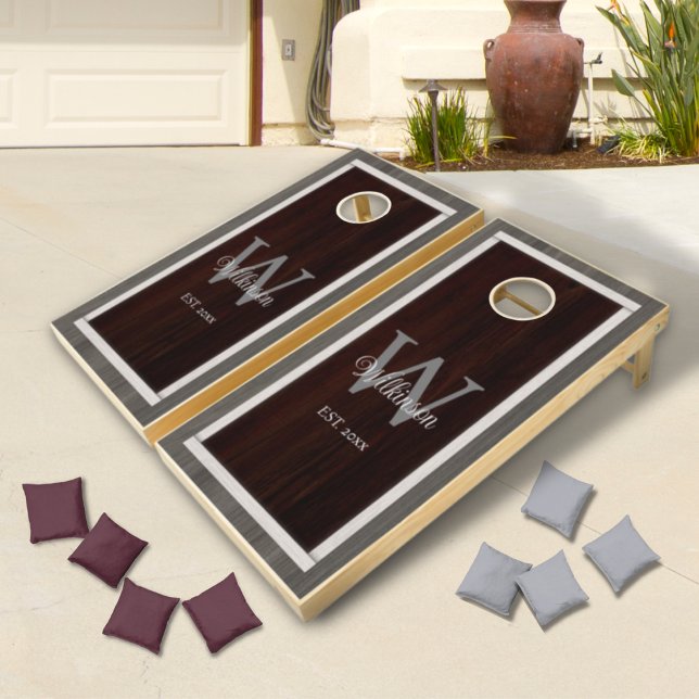 Classic Wood Hue Square Burnt Hickory Cedar Cornhole Set (Creator Uploaded)