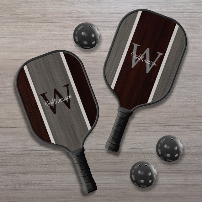 Classic Wood Hue Stripe Hickory Teak Reverse Pickleball Paddle (Creator Uploaded)