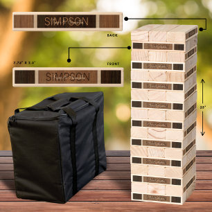 Classic Wood Hue Stripe Walnut and Baywood Topple Tower