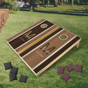Classic Wood Hue Stripe Walnut Baywood Reverse Cornhole Set