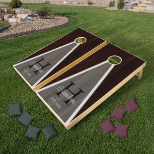 Classic Wood Hue Triangle Burnt Hickory and Cedar Cornhole Set