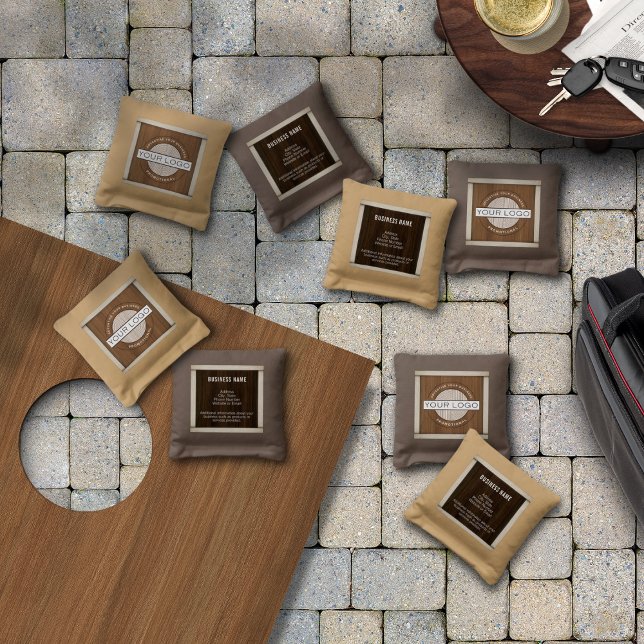 Classic Wood Hue Walnut Baywood Business Logo Cornhole Bags (Creator Uploaded)