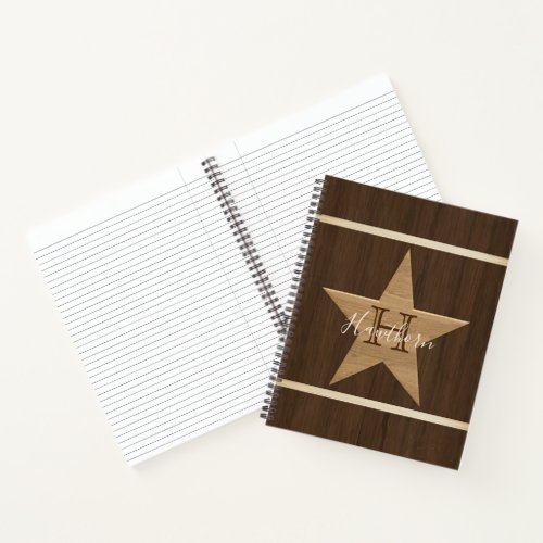 Classic Wood Star Dark Brown and Tan Notebook