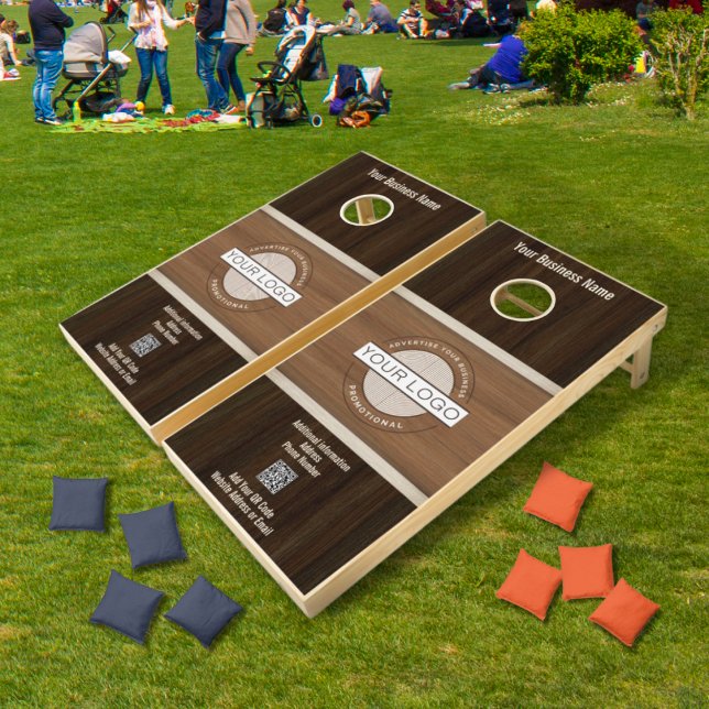 Classic Wood Walnut Baywood Banded Stripe Logo Cornhole Set (Creator Uploaded)