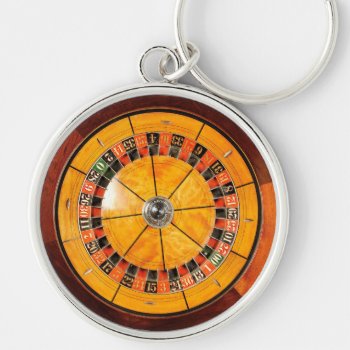 Classic Wooden Roulette Wheel Keychain by FineDezine at Zazzle