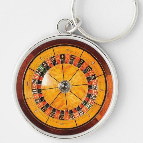 Classic Wooden Roulette Wheel Keychain