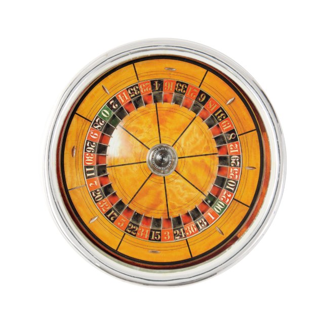 Classic Wooden Roulette Wheel Lapel Pin (Front)