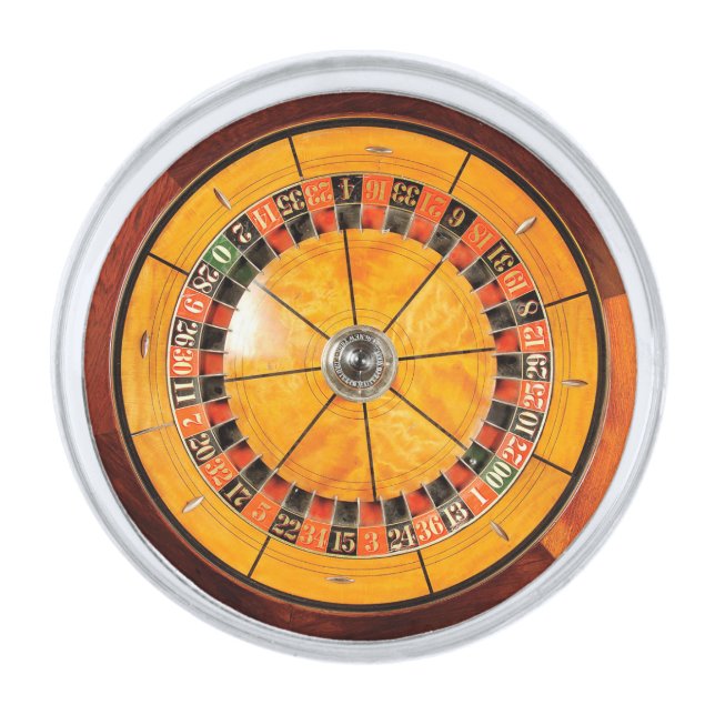 Classic Wooden Roulette Wheel Lapel Pin (Front)