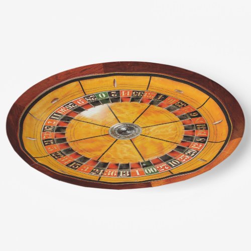 Classic Wooden Roulette Wheel Paper Plates