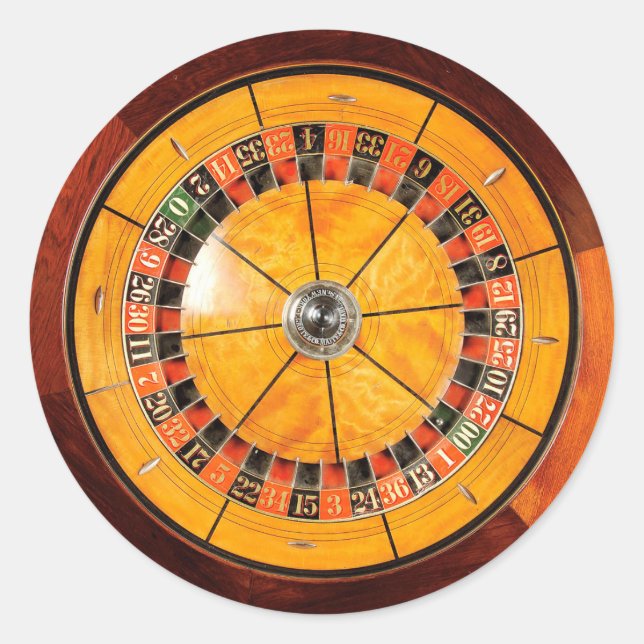 Classic Wooden Roulette Wheel Round Stickers (Front)