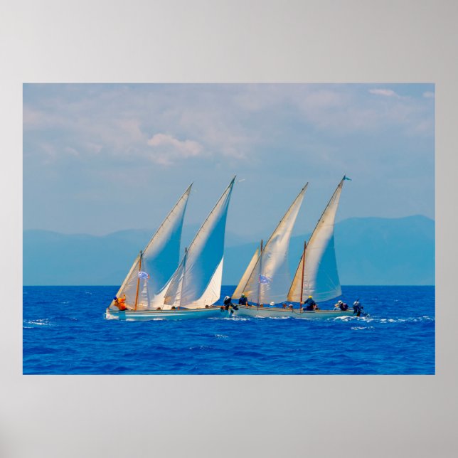 Classic wooden sailing boats in a race,  Spetses i Poster (Front)