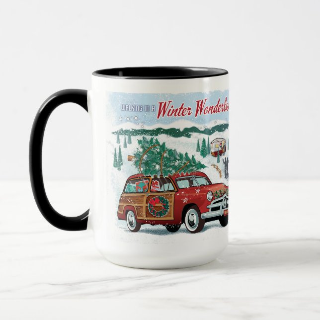 Classic Woodie Wagon Christmas  Mug (Left)