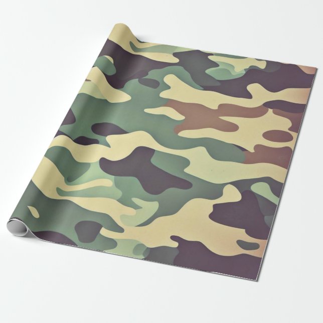 Classic Woodland Camouflage Wrapping Paper (Unrolled)