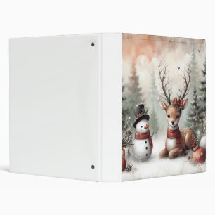 Classic woodland Christmas deer/snowman 3 Ring Binder