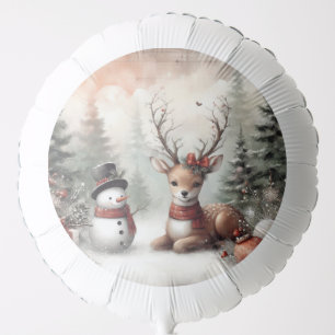 Classic woodland Christmas deer/snowman Balloon