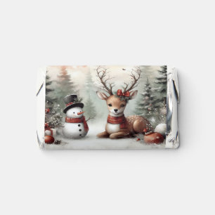 Classic woodland Christmas deer/snowman Hershey's Miniatures