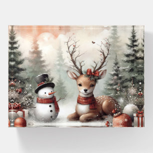 Classic woodland Christmas deer/snowman Paperweight