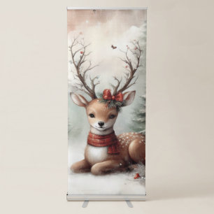 Classic woodland Christmas deer/snowman Retractable Banner