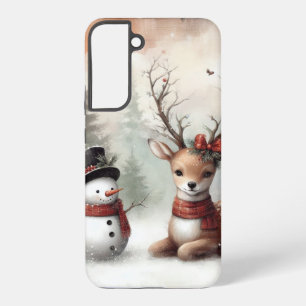 Classic woodland Christmas deer/snowman Samsung Galaxy S22+ Case