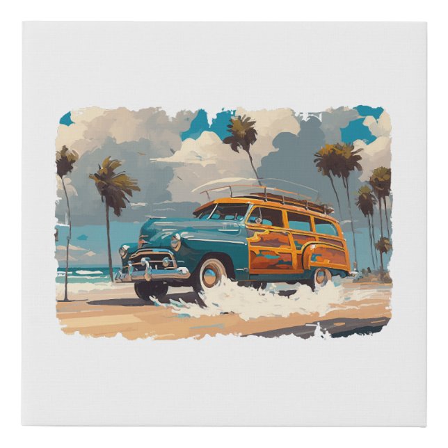 Classic Woody Wagon Faux Canvas Print (Front)
