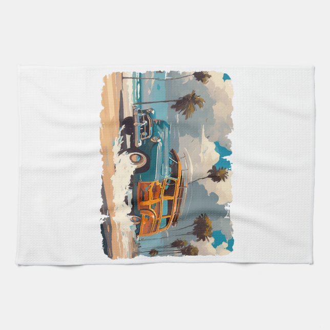 Classic Woody Wagon Kitchen Towel (Horizontal)