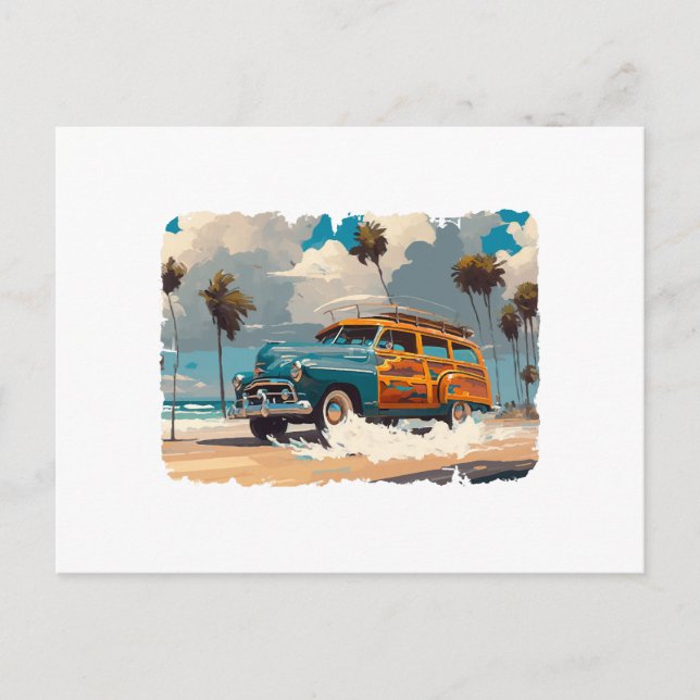 Classic Woody Wagon Postcard (Front)
