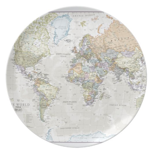 Classic World Map Dinner Plate (Front)