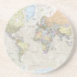 Classic World Map Drink Coaster<br><div class="desc">A popular classic world map with its artistic classic-style muted tones,  it looks simply stunning and rather elegant.</div>