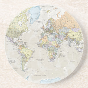 Classic World Map Drink Coaster