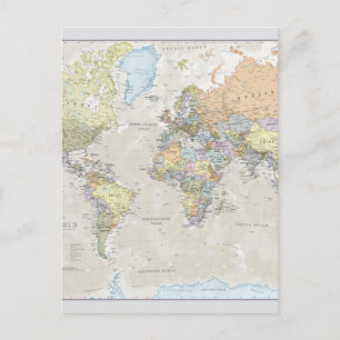 Classic World Map Postcard