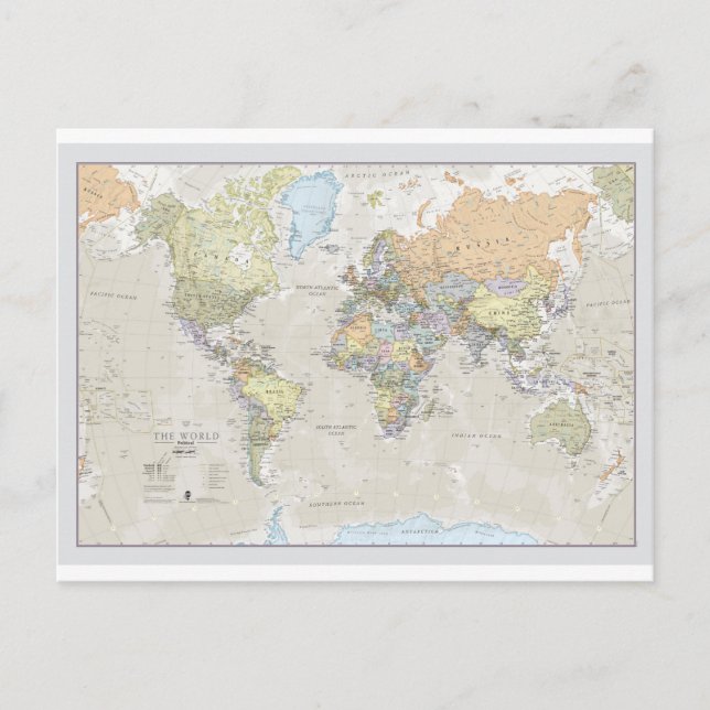 Classic World Map Postcard (Front)