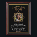 Classic World's Best Mom Mothers Day Award Plaque<br><div class="desc">Simple,  classic World's Best Mom design features bold font and geometric frame to personalize with photo.</div>