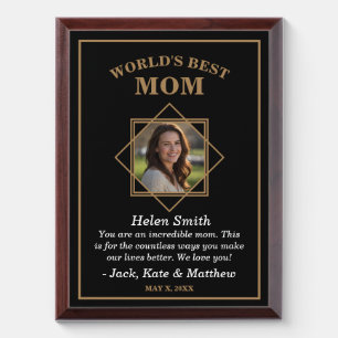 Classic World's Best Mom Mothers Day Award Plaque