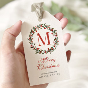 Classic Wreath Berry Christmas Gift Tags
