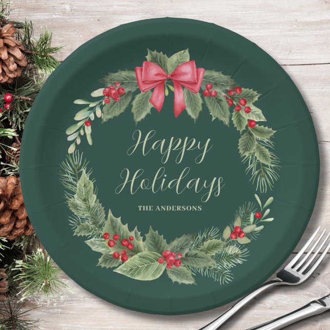 Classic Wreath Christmas Paper Plate (Creator Uploaded)