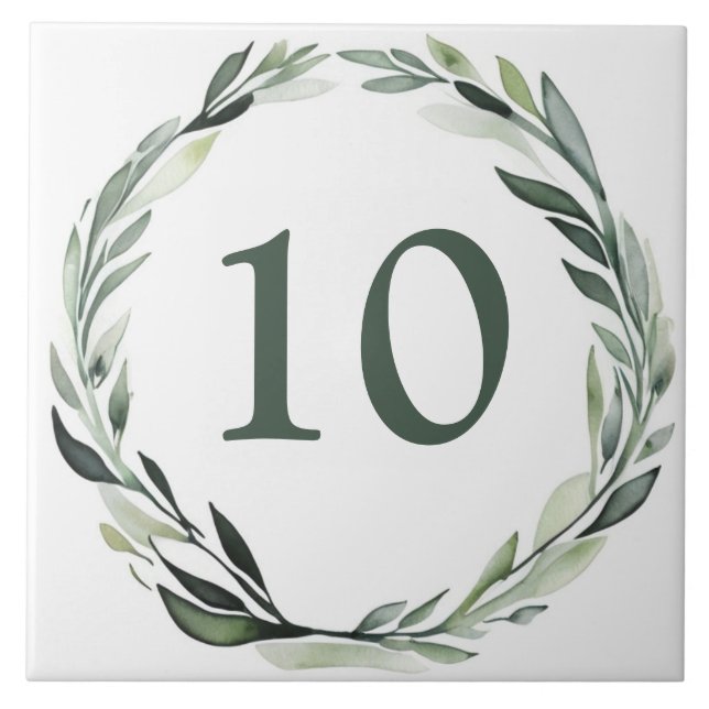 Classic Wreath Custom House Number Plate Sign Ceramic Tile (Front)