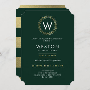 Classic Wreath EDITABLE COLOR Graduation Invitation