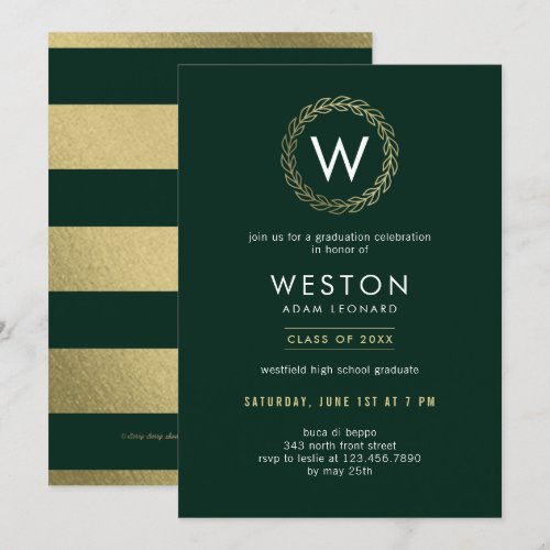 Classic Wreath EDITABLE COLOR Graduation Invite