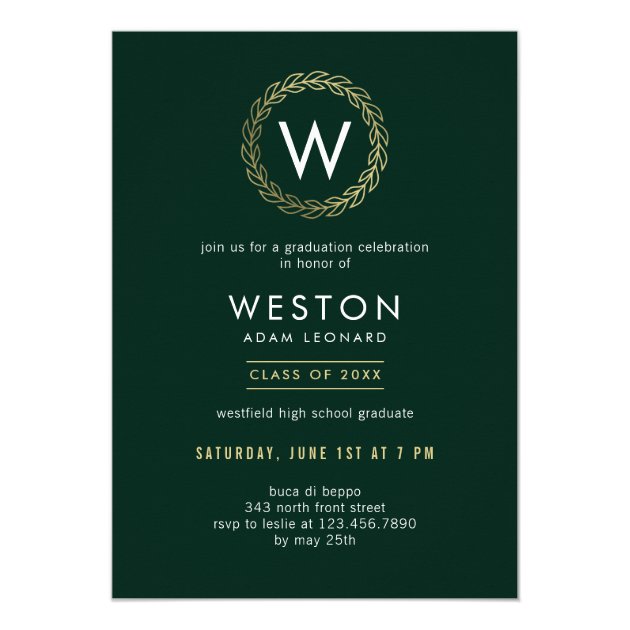 Classic Wreath EDITABLE COLOR Graduation Invite
